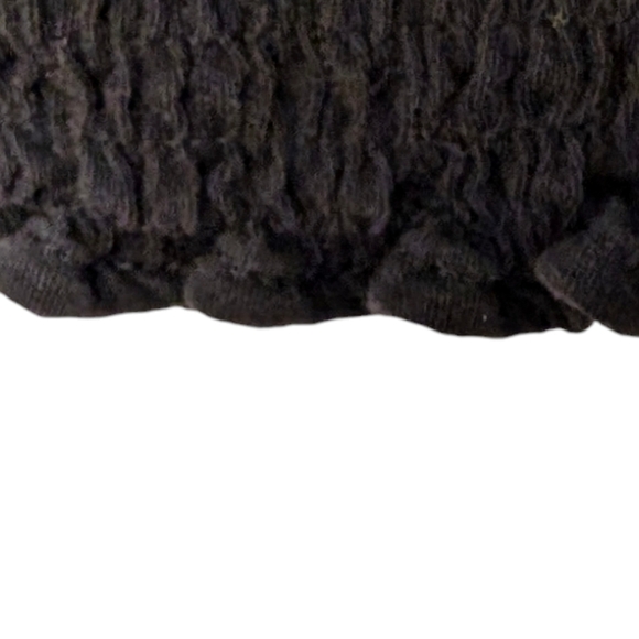 PEASANT Top Embroidered Knit Jersey Beaded Ruched Bohemian Smocked Black Medium - Picture 8 of 11